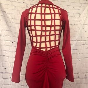 Sexy Long Sleeve Bodycon Dress with Statement Back